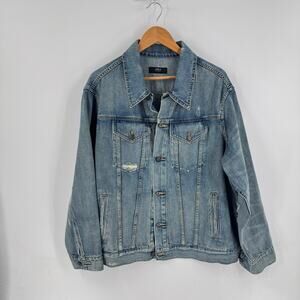ABLE Merly Denim Jean Jacket Blue Classic Button Front Casual Women’s 1X